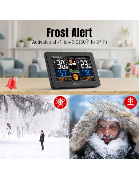 Estación Meteorológica Wi-Fi Raddy N75 Pantalla 19.05 cm