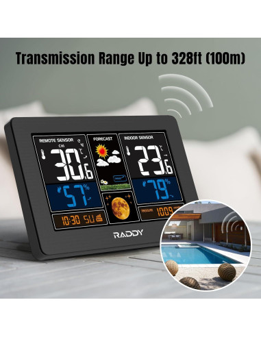 Estación Meteorológica Wi-Fi Raddy N75 Pantalla 19.05 cm