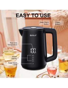 Hervidor Eléctrico Onlicuf EK17 de 1.7L Acero Inoxidable Negro 2