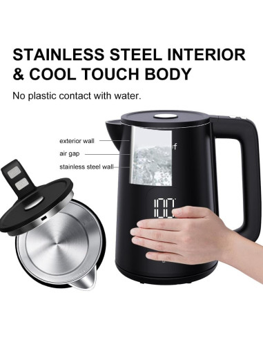 Hervidor Eléctrico Onlicuf EK17 de 1.7L Acero Inoxidable Negro