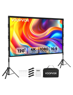 Pantalla de Proyector VOOPVOR 120" Portátil 16:9 HD Sin Arrugas