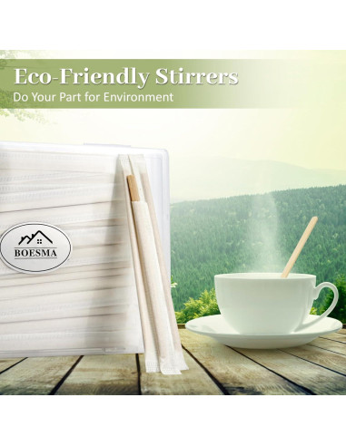 Revolvedores de Café de Bambú 200 Pcs 13.97 cm Desechables