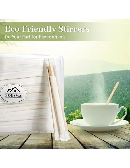 Revolvedores de Café de Bambú 200 Pcs 13.97 cm Desechables