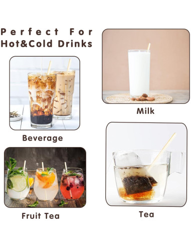 Revolvedores de Café de Bambú 200 Pcs 13.97 cm Desechables