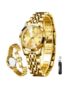 Reloj de Mujer OLEVS Cuarzo Analógico Oro/Plata Impermeable