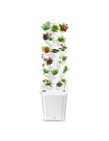Torre Hidropónica Vertical iondelce para 30 Plantas 10L Blanca