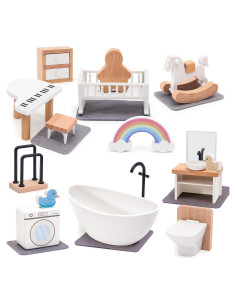 Juego de Muebles de Casa de Muñecas HAPGFS 16 Piezas Madera