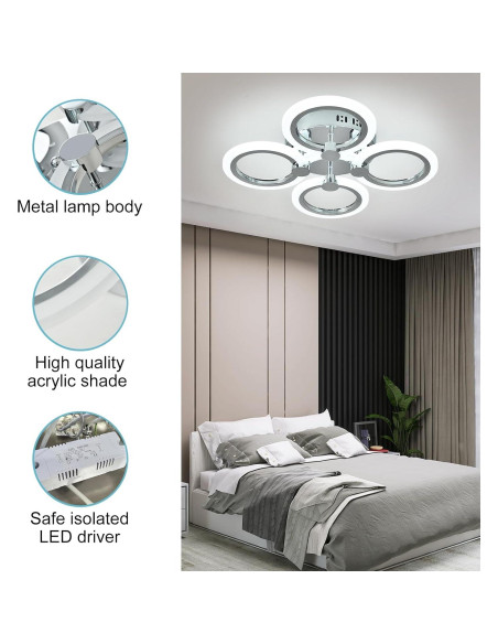 Luz de Techo LED Moderna Higufyier Cromo 32W 6000K 46cm