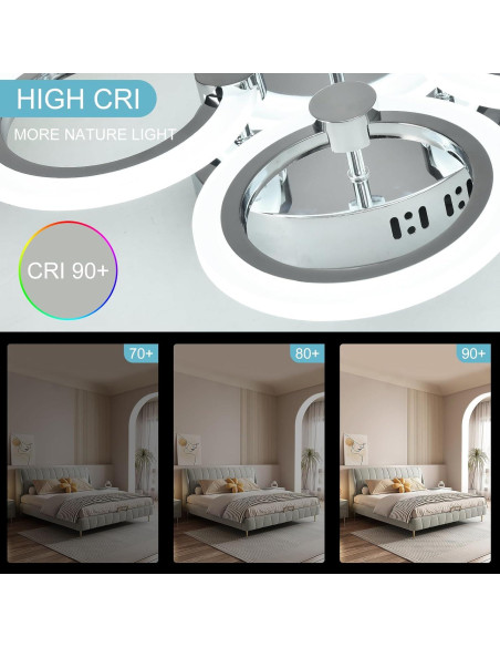 Luz de Techo LED Moderna Higufyier Cromo 32W 6000K 46cm