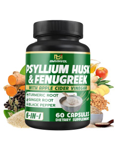 Suplemento de fibra BMVINVOL con psyllium y fenogreco - 60 cápsulas