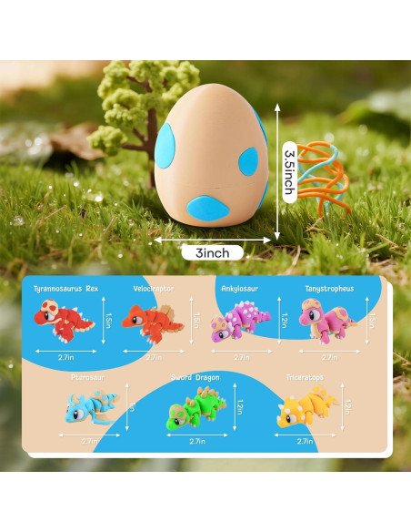 Juego de 7 Huevos de Dinosaurio 3D FYEFKJSA - Juguetes Antiestrés