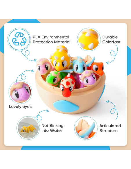 Juego de 7 Huevos de Dinosaurio 3D FYEFKJSA - Juguetes Antiestrés