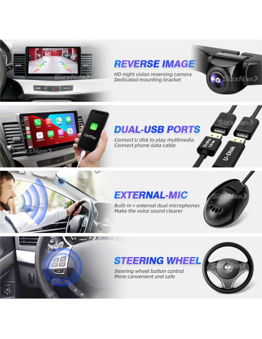 Radio Android 10" SizxNanv para Lancer 2008-2017 Bluetooth GPS