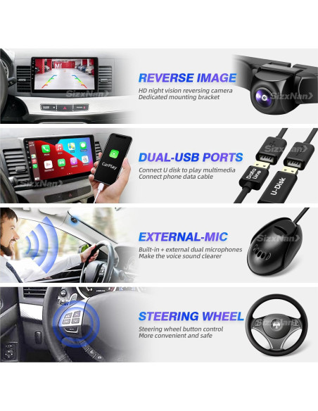 Radio Android 10" SizxNanv para Lancer 2008-2017 Bluetooth GPS