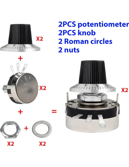 Potenciómetro 10K Fielect WTH118-2W Un Solo Giro con Perillas