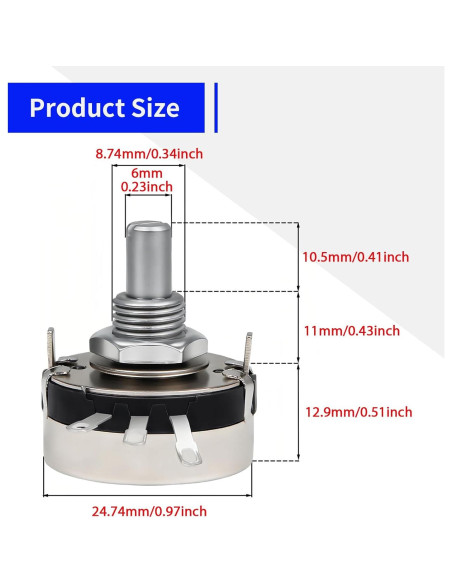 Potenciómetro 10K Fielect WTH118-2W Un Solo Giro con Perillas