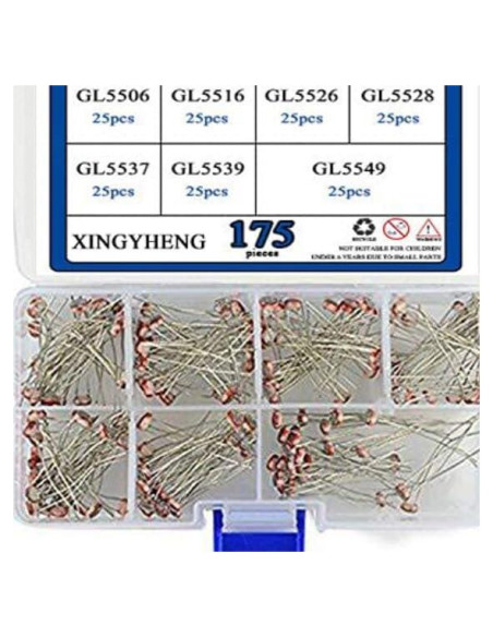 Kit de 175 Fotoresistores MIACIA 5mm - 7 Valores Sensibles a Luz