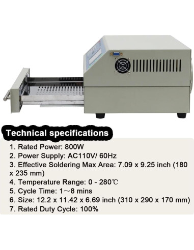 Horno de Reflujo INTBUYING T962 800W 180x235mm Infrarrojo