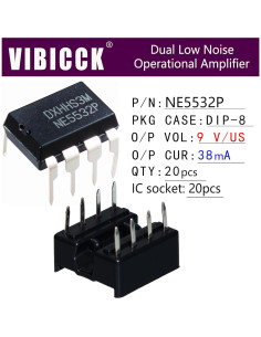 20 Amplificadores Operacionales NE5532P + 20 Zócalos DIP-8 2