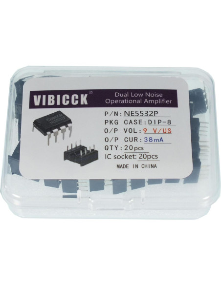 20 Amplificadores Operacionales NE5532P + 20 Zócalos DIP-8