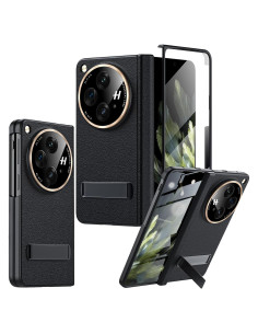 Funda de Cuero para OnePlus Open YQODSZ con Soporte Negro