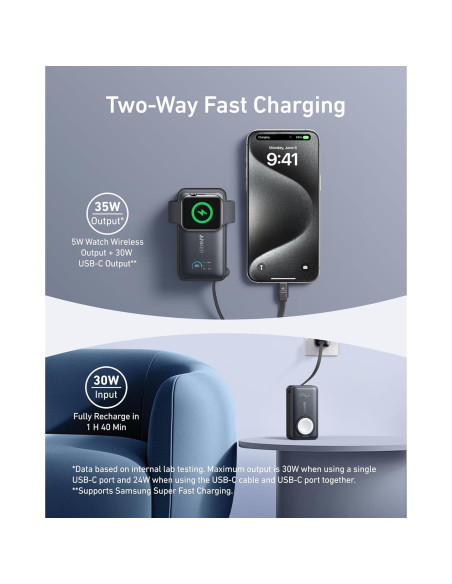 Banco de Energía Anker MagGo 10,000mAh para Apple Watch