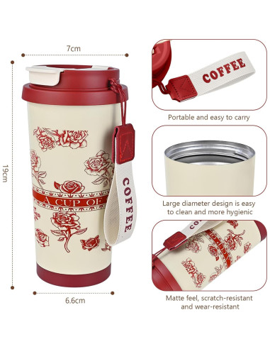 Taza de viaje aislada GJV 532 ml acero inoxidable tapa popote