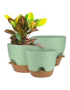 Macetas Autorriego UUBEMM Verde, Juego de 3, 25.4/22.9/20.3 cm