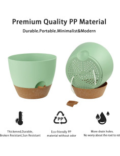 Macetas Autorriego UUBEMM Verde, Juego de 3, 25.4/22.9/20.3 cm 2