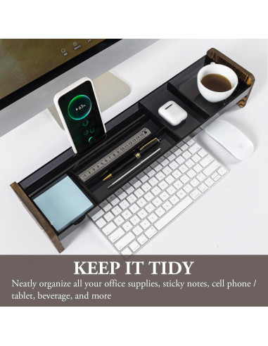 Bandeja de Almacenamiento de Escritorio MyGift Acrílica Gris Oscuro