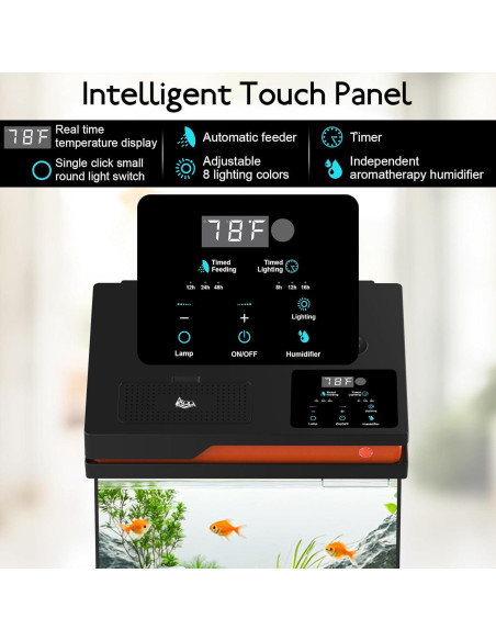 Kit Acuario Inteligente AQQA 13.6L Filtración LED 8 Colores