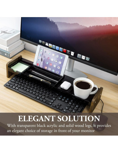 Bandeja de Almacenamiento de Escritorio MyGift Acrílica Gris Oscuro