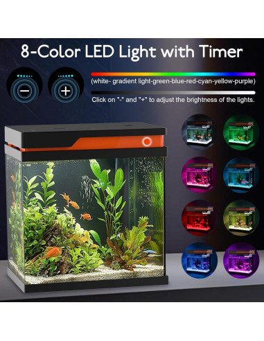 Kit Acuario Inteligente AQQA 13.6L Filtración LED 8 Colores