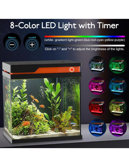 Kit Acuario Inteligente AQQA 13.6L Filtración LED 8 Colores