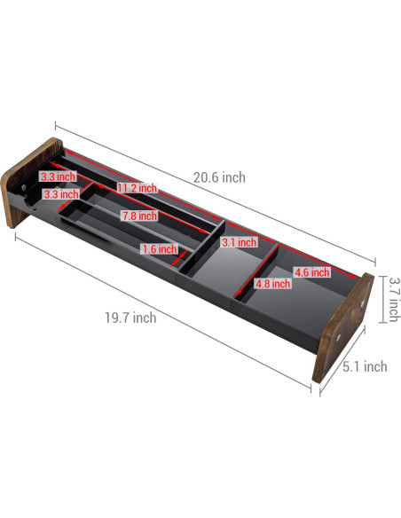 Bandeja de Almacenamiento de Escritorio MyGift Acrílica Gris Oscuro