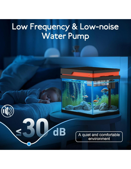 Kit Acuario Inteligente AQQA 13.6L Filtración LED 8 Colores