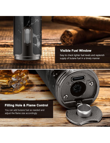 Encendedor de Cigarros LIHTUN Eléctrico Triple Llama Negro