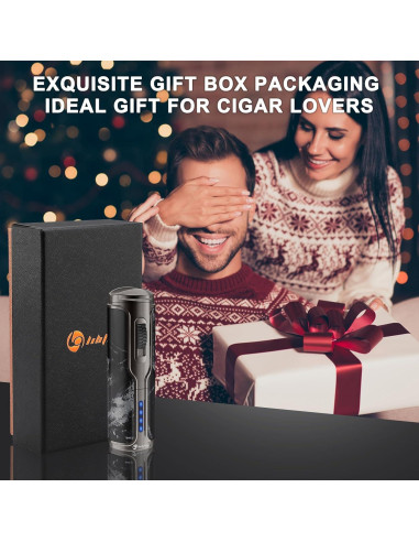 Encendedor de Cigarros LIHTUN Eléctrico Triple Llama Negro