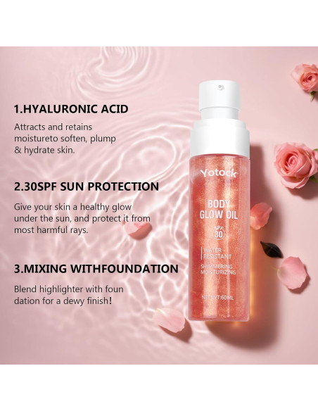 Aceite Corporal Hidratante Yotock Rosa Dorado SPF30 100ml