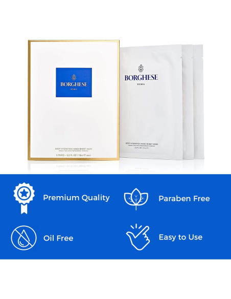 Mascarillas Hidratantes para Manos Borghese - 3 Pares con Colágeno