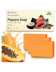 Jabón Natural de Papaya Palficab - Exfoliante Suave 3 Barras