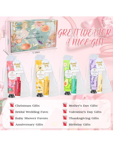 16 Paquete Regalo Balsamo Labial y Crema de Manos Aottom