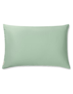 Funda de Almohada King Clementine Verde Seda de Bambú y Plata