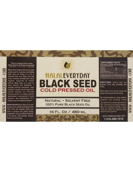 Aceite de Semilla Negra Halal 100% Puro 473 ml Prensado en Frío
