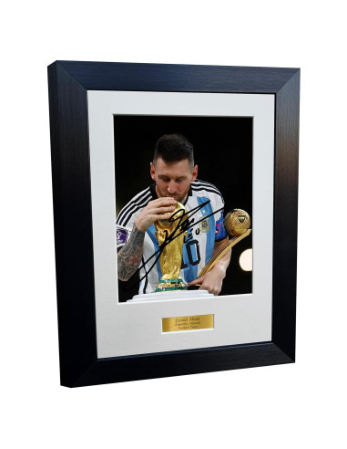 Marco Fotográfico Autografiado Lionel Messi 12x8 A4 Negro