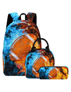 Conjunto de Mochila Escolar 3 Piezas Okentiso Fútbol 17"