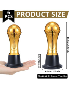 Mini Trofeos de Fútbol Dorados Conderyang 14.8 cm - 6 Piezas 2