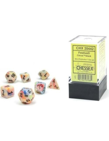 Juego de Dados Poliedricos Chessex 10mm Circo Festivo - 7 Piezas