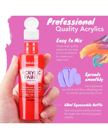 Juego de Pintura Acrílica Halobios 50 Colores 60 ml Premium