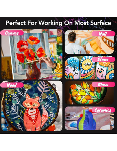 Juego de Pintura Acrílica Halobios 50 Colores 60 ml Premium